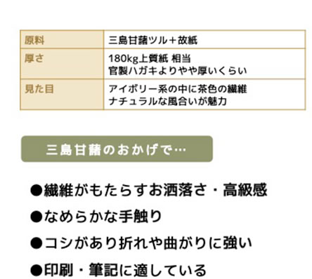 なめらかな手触り、印刷・筆記に適している等の利点があります